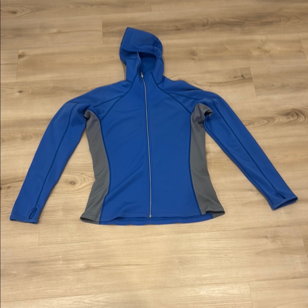 Mountain Equipment Co-op Blue and Gray women’s XL Athletic Zip-Up Hoodie